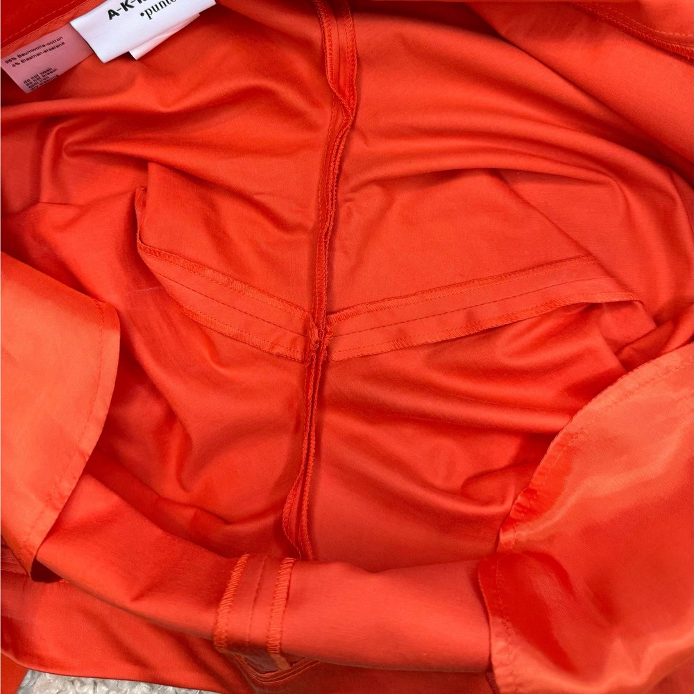 AKRIS Punto Franca in Papaya-Pintuck Orange Cropped Pant-Size 10 - Picture 5 of 9